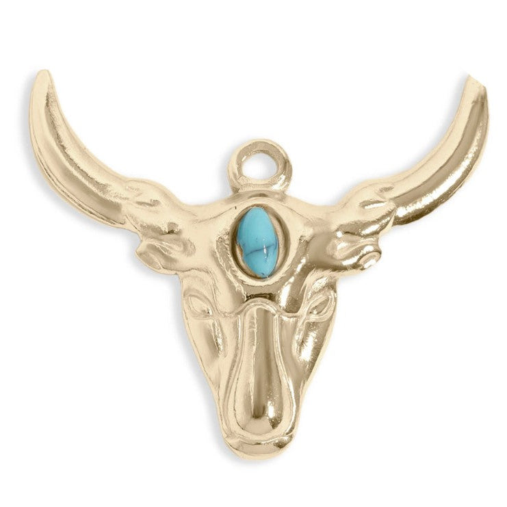Longhorn Charm with Turquoise Acent