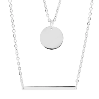 Bar & Circle Layered Chain Necklace