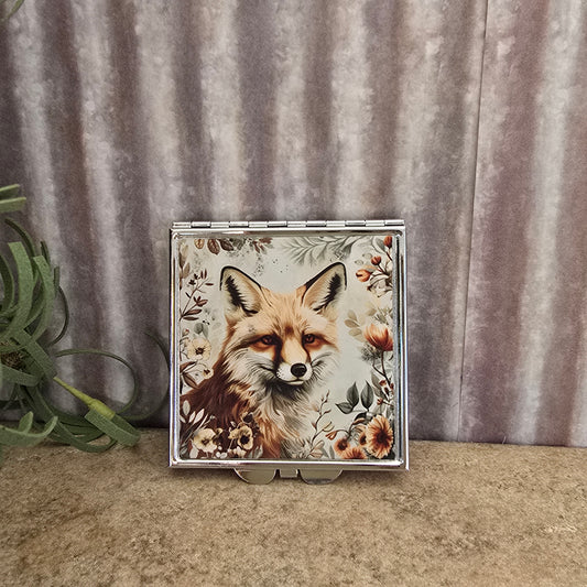 Fox  & Flowers Compact Mirror