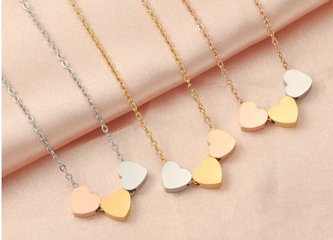 Triple Heart Dainty Necklace