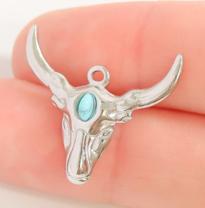 Longhorn Charm with Turquoise Acent