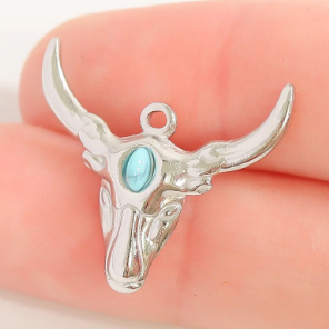 Longhorn Charm with Turquoise Acent