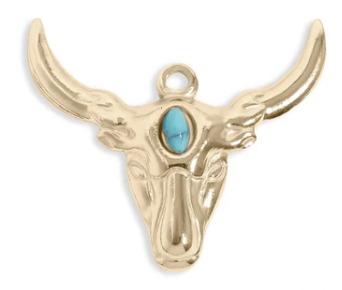 Longhorn Charm with Turquoise Acent