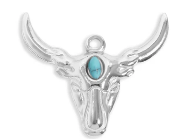 Longhorn Charm with Turquoise Acent