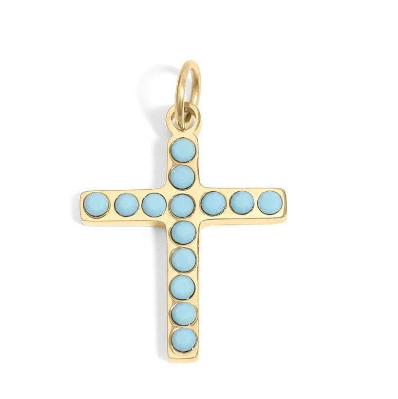 Cross with Turquoise Accents Charm
