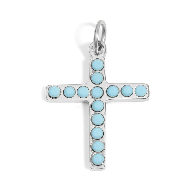 Cross with Turquoise Accents Charm