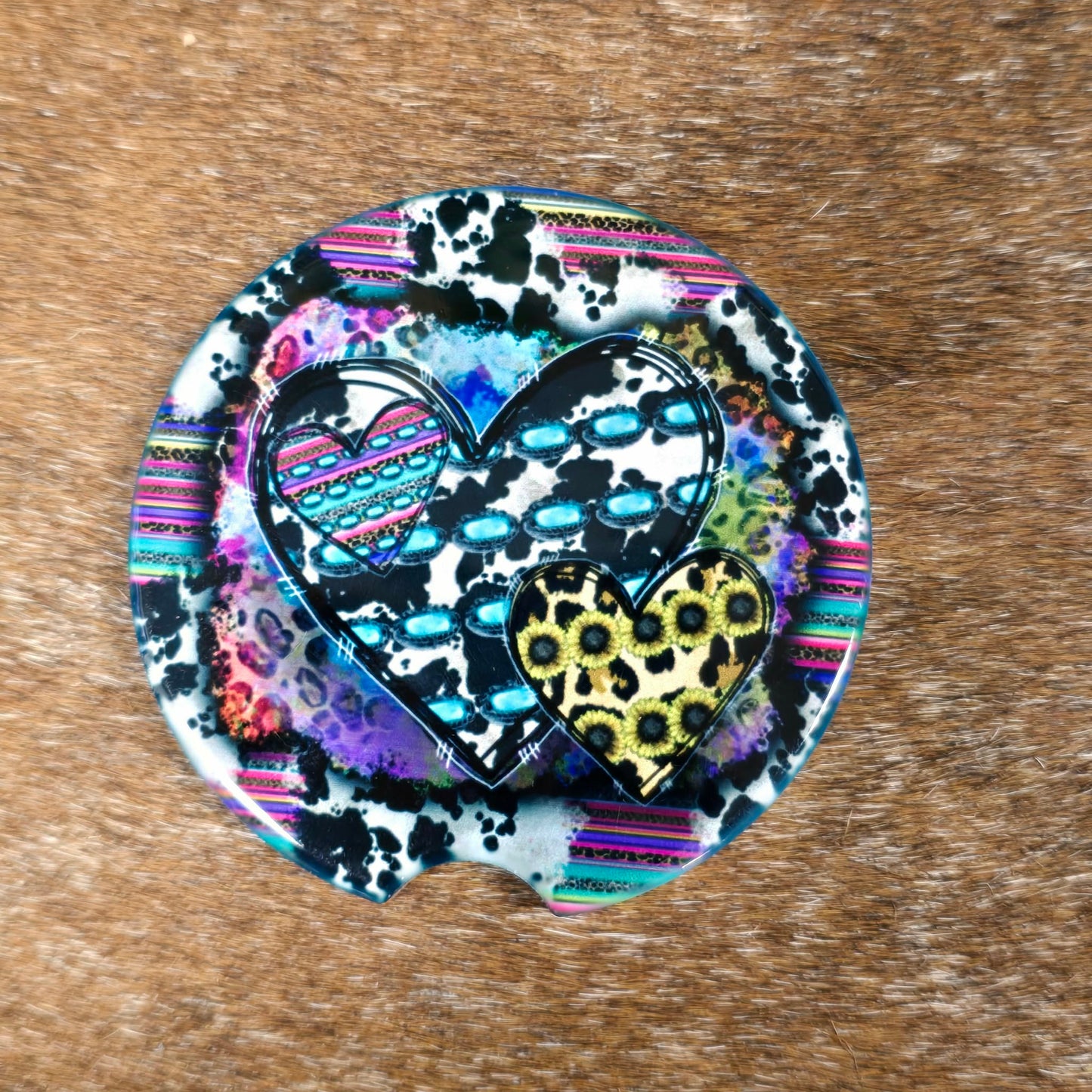 Dual Hearts Car Coaster