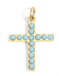 Cross with Turquoise Accents Charm