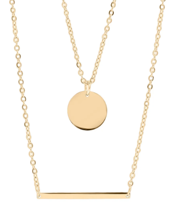 Bar & Circle Layered Chain Necklace