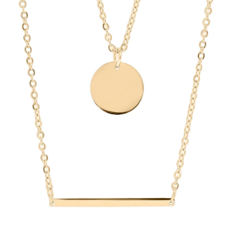 Bar & Circle Layered Chain Necklace