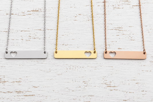 Horizontal Bar Necklace with Heart