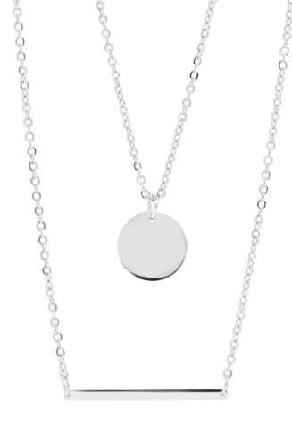 Bar & Circle Layered Chain Necklace
